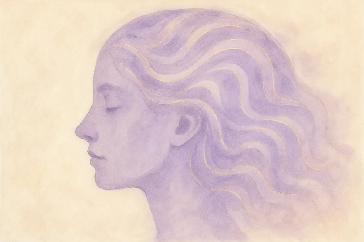 Illustration aquarelle poétique aux tons mauve, dans le style de La Clairière, évoquant reprogrammer le subconscient : c'est possible.