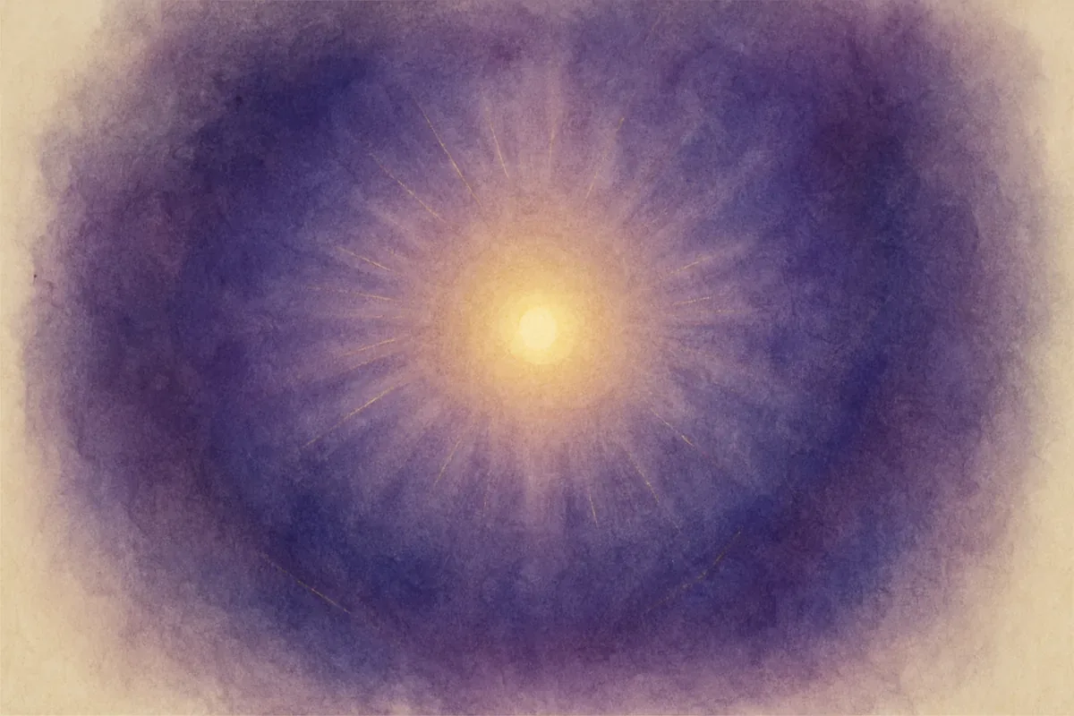 Illustration aquarelle poétique aux tons violet, dans le style de La Clairière, évoquant développer son sixième sens : réveiller son intuition