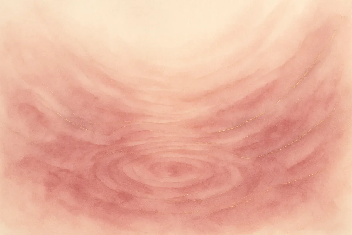 Illustration aquarelle poétique aux tons rose poudré, dans le style de La Clairière, évoquant élever son taux vibratoire : ce que ça veut dire et comment faire