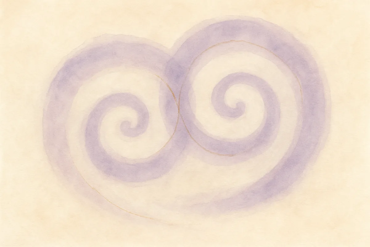 Illustration aquarelle poétique aux tons mauve, dans le style de La Clairière, évoquant la méthode Psych K pour des changements réels et durables.