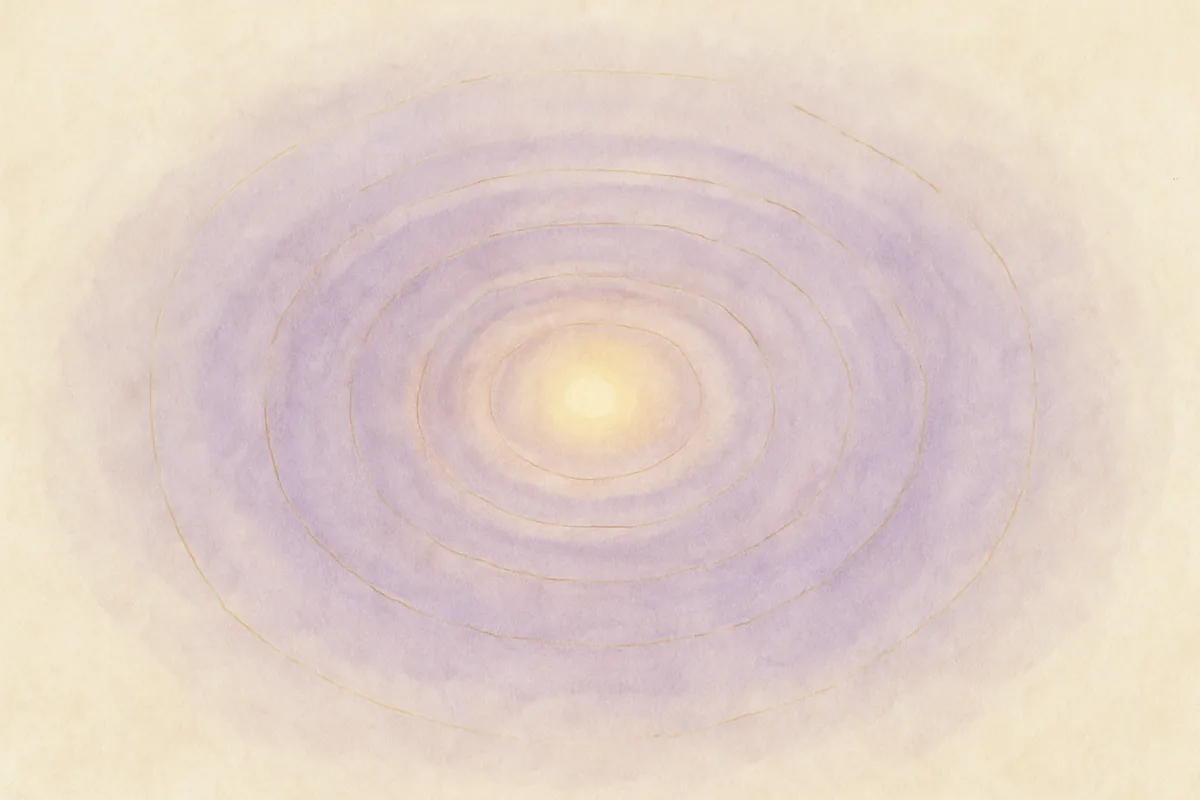 Illustration aquarelle poétique aux tons mauve, dans le style de La Clairière, évoquant ressenti thérapeutique, une autre approche du bien être.