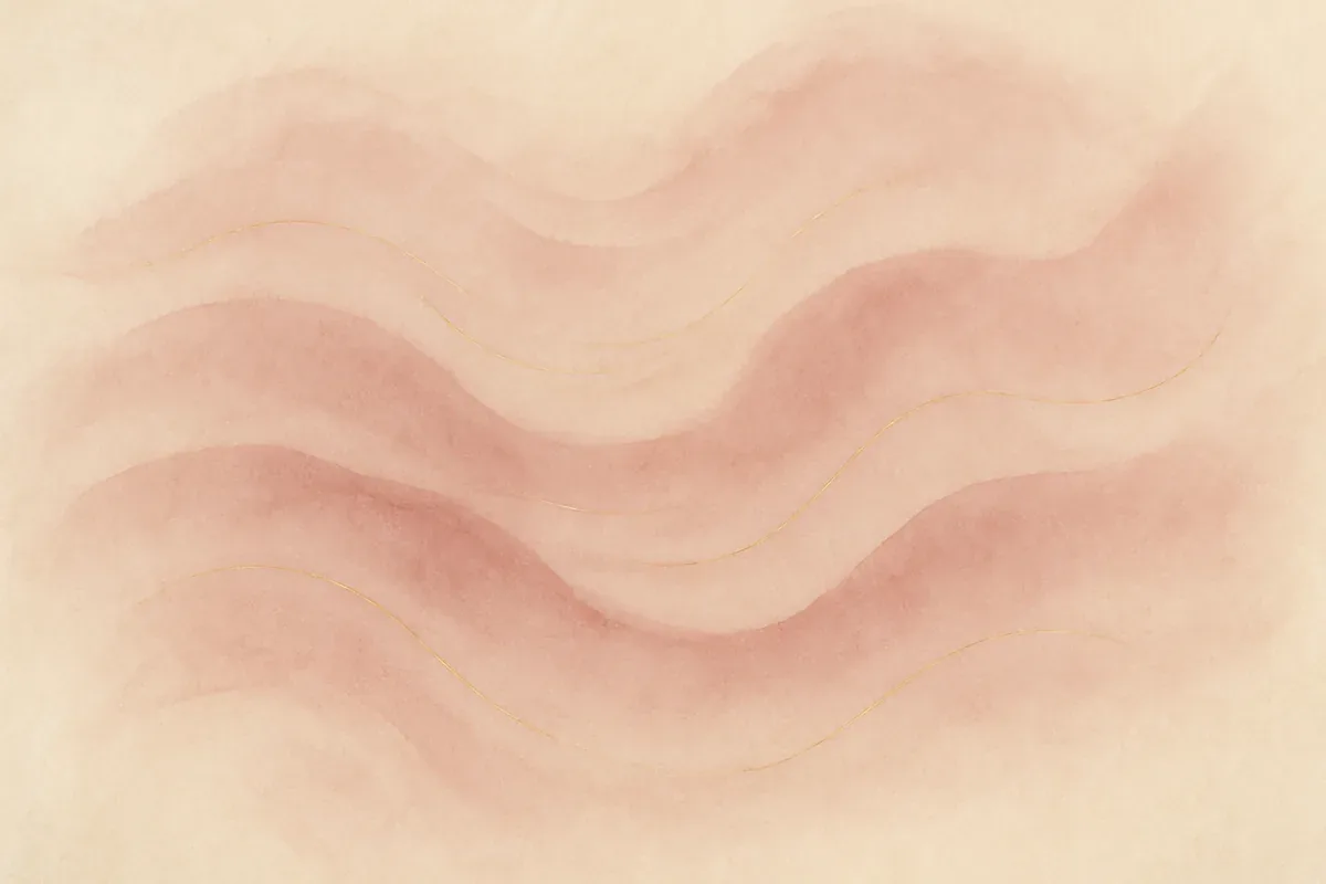 Illustration aquarelle poétique aux tons rose poudré, dans le style de La Clairière, évoquant sentir les énergies : affiner son ressenti