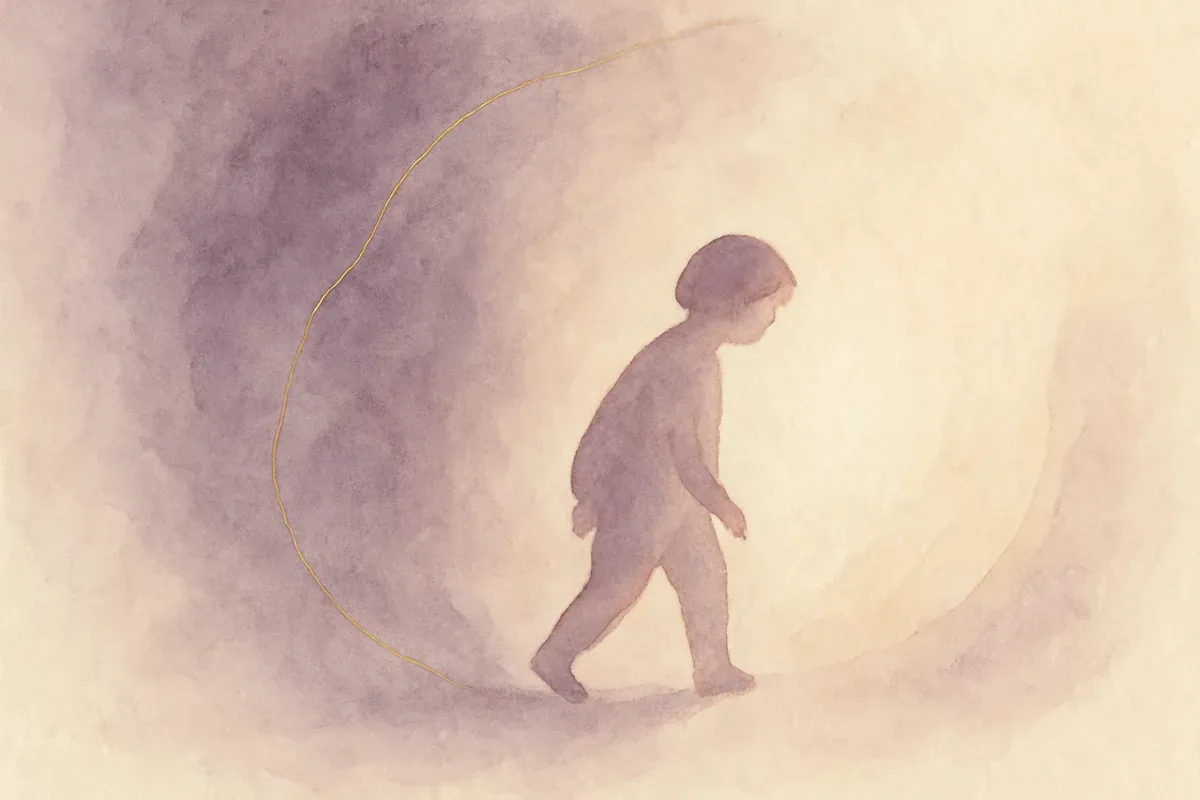 Illustration aquarelle poétique aux tons mauve, dans le style de La Clairière, évoquant vaincre le syndrome de l’imposteur