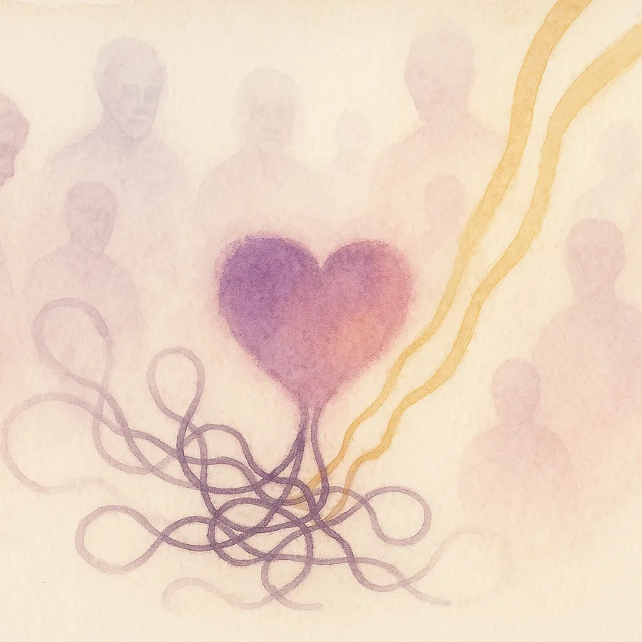 Guérir des blessures relationnelles — aquarelle du cœur qui se libère