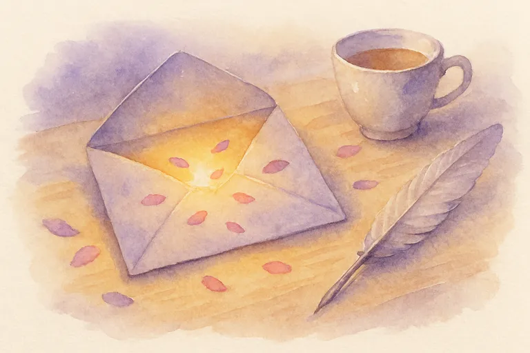 Enveloppe lumineuse sur un bureau — aquarelle